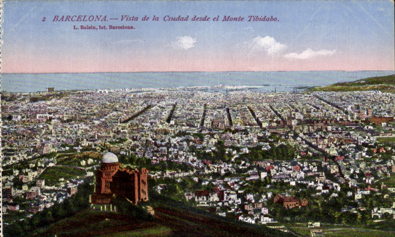 VINTAGE POSTCARD Barcelona Vista of Ciudad desde el Monte Tibidabo
