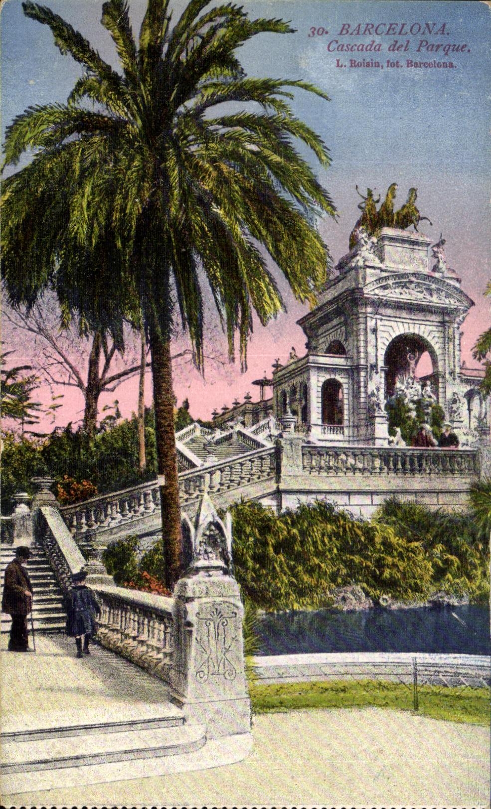 VINTAGE POSTCARD Barcelona Cassade LED Parks