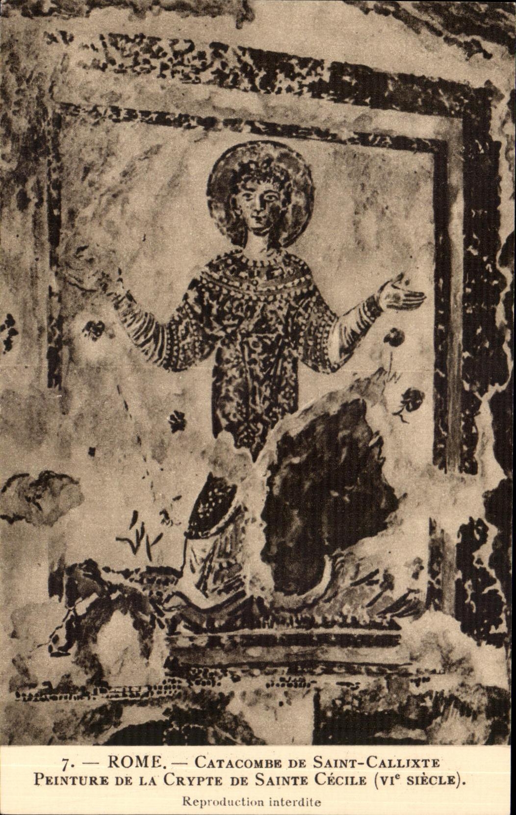 Catacumba de Roma de la POSTAL de la VENDIMIA Saint de la pintura de Calixto de la cripta Sainte de Cecile