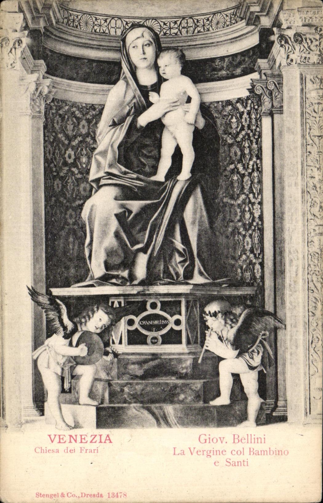 VINTAGE POSTCARD Venezia Giov Bellini Vergine Collar Bambino E Santi