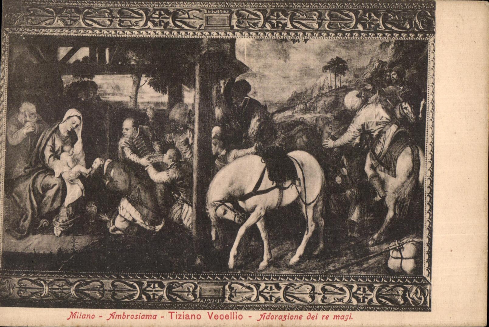 CPA Tiziano Vecellio Adorazione dei re Magi Milano Ambrosiama 