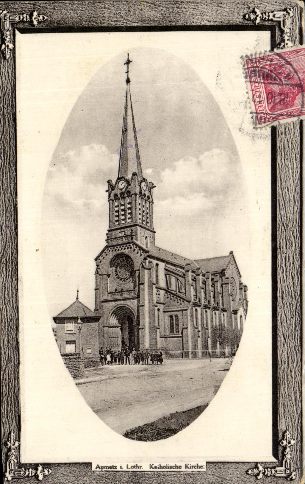 VINTAGE POSTCARD Aumetz Lothr Katholische Kirche