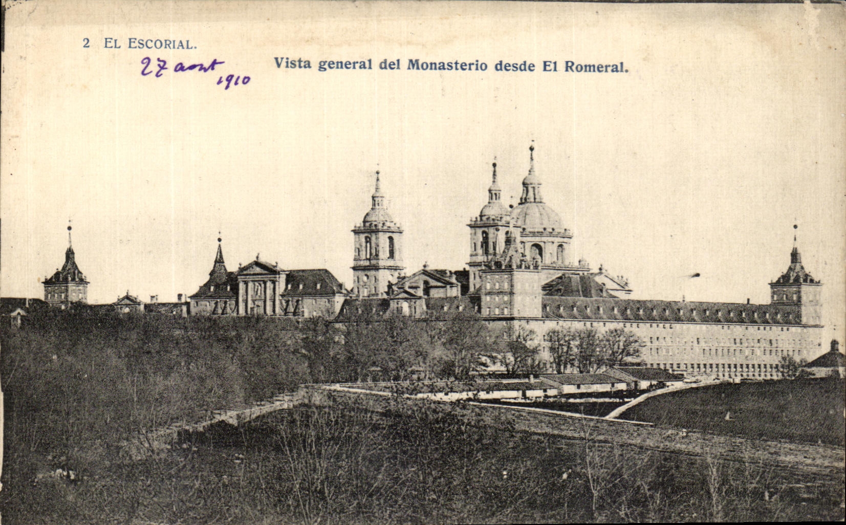 Desde y Romeral del EL Escorial Vista General del Monasterio de la POSTAL de la VENDIMIA