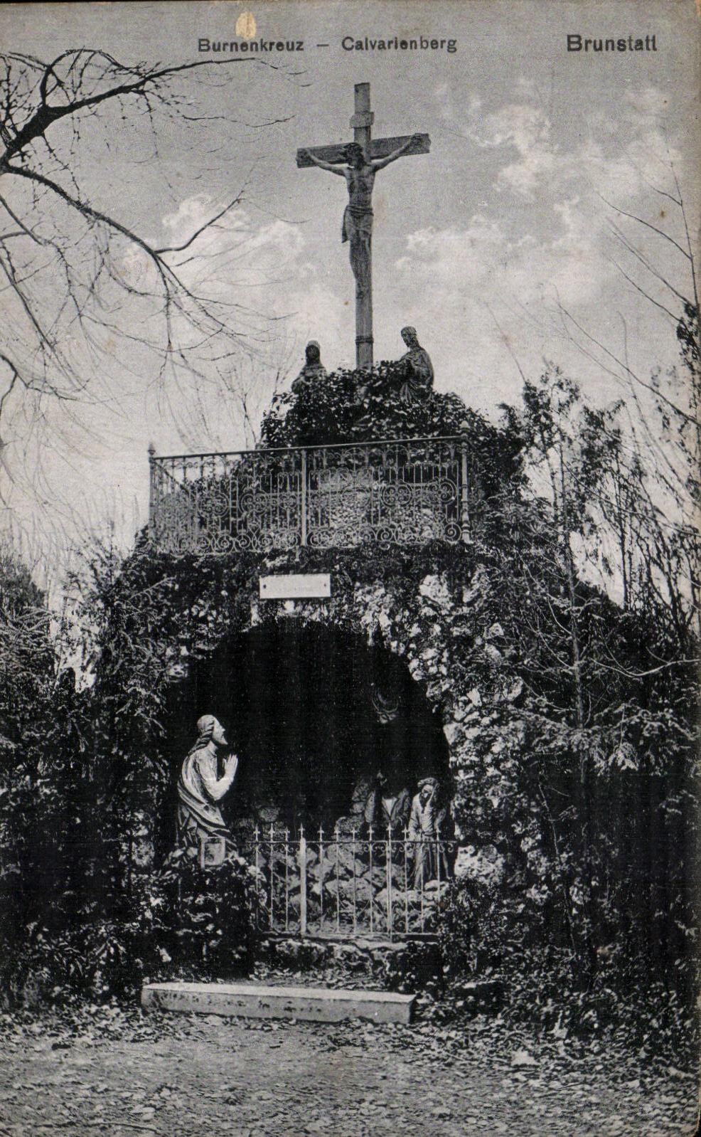 VINTAGE POSTCARD Burnenkreuz Calvarienberg Brunstatt