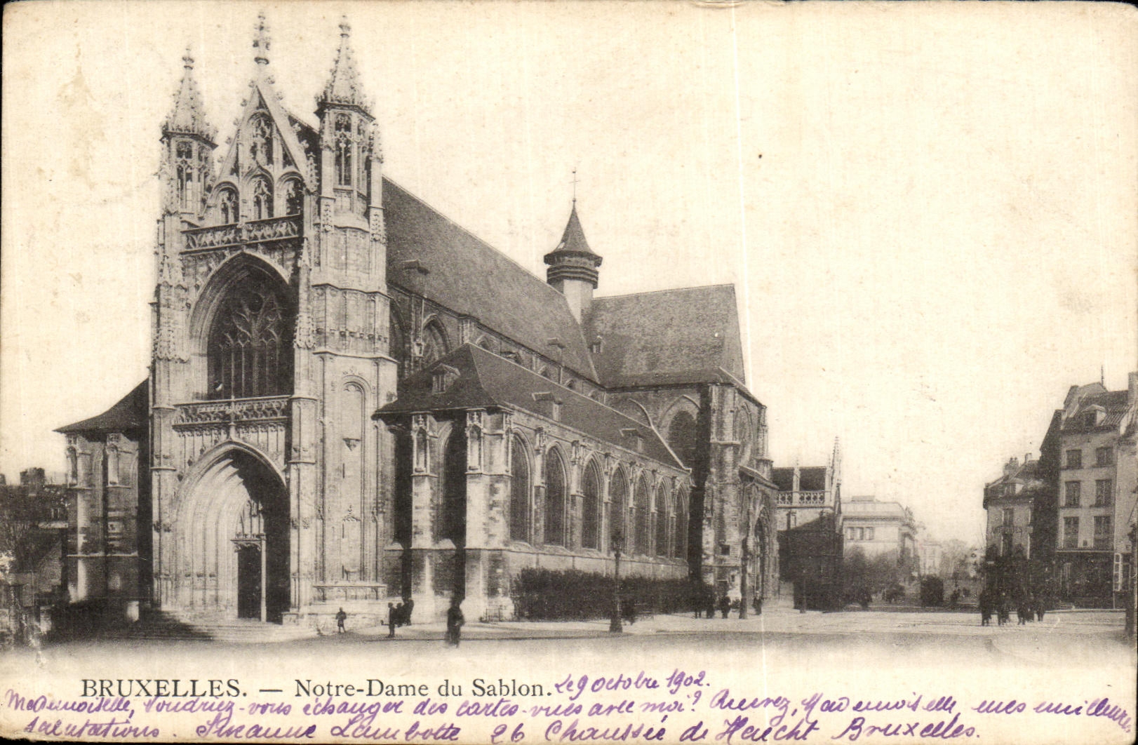 POSTAL Bruselas Notre Dame de la VENDIMIA de la arena fina