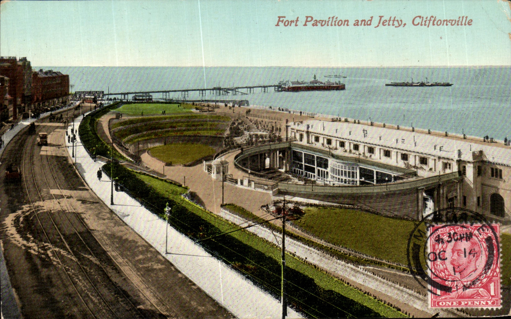 Casa y embarcadero fuertes Cliftonville de la POSTAL de la VENDIMIA
