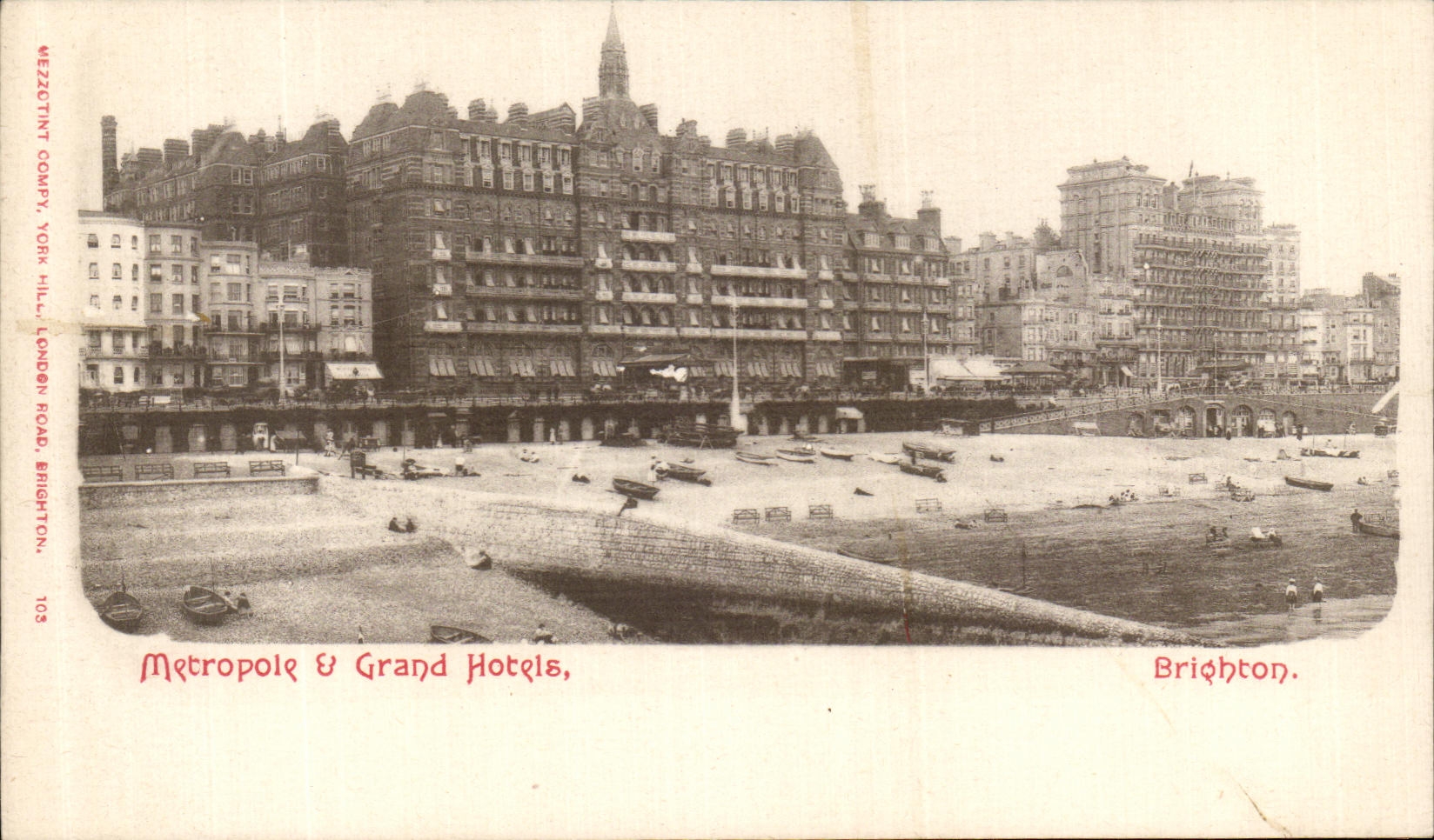 VINTAGE POSTCARD Metropolis Large Brighton Hotels
