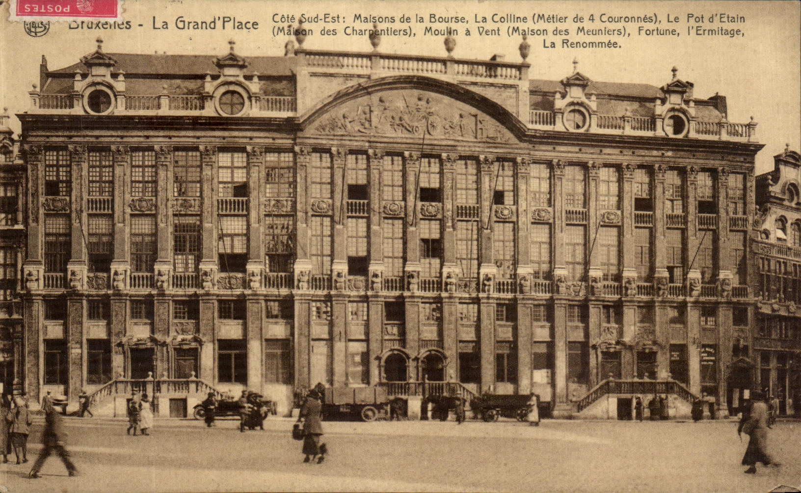 La POSTAL Bruselas de la VENDIMIA que la grande pone la parte meridional es Maison de la bolsa de accion la colina