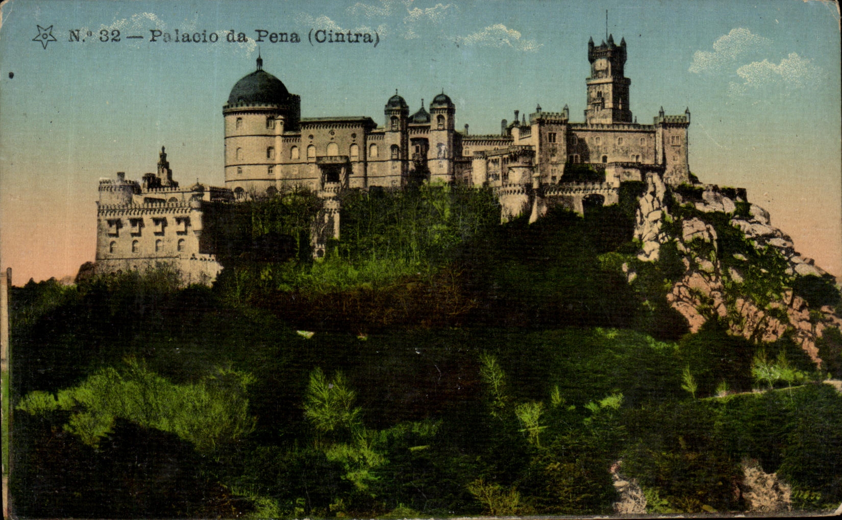 VINTAGE POSTCARD Palacio da Pena Curved
