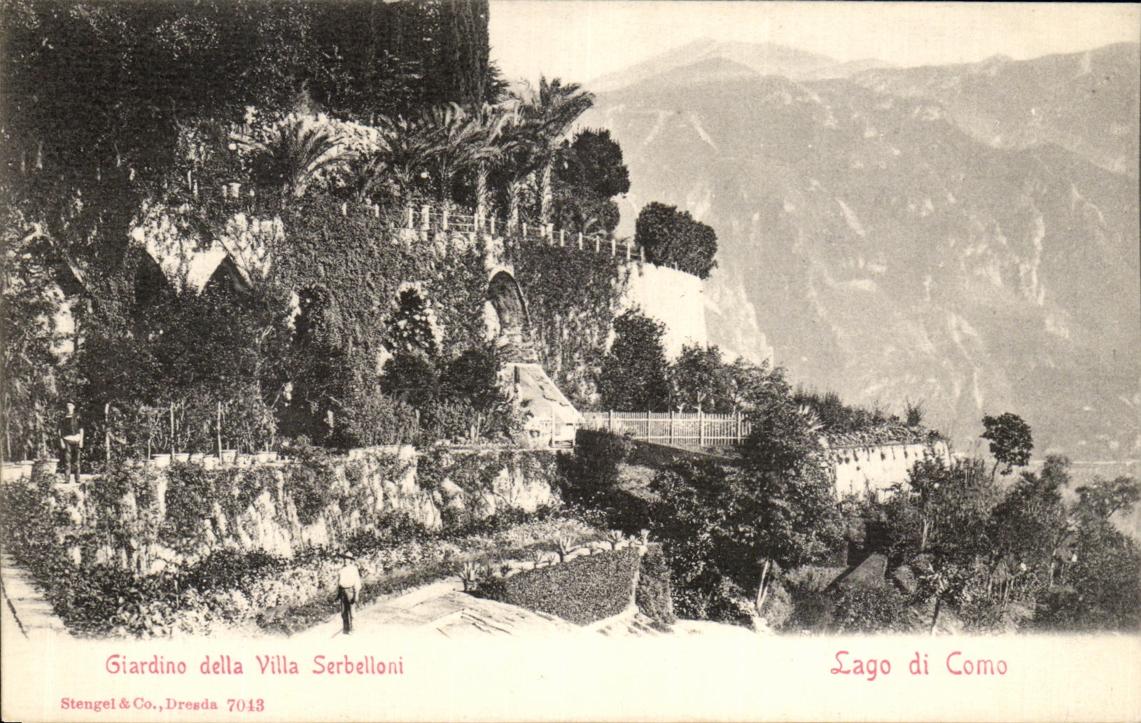 VINTAGE POSTCARD Giardino Beyond Villa Serbelloni Lago Di Como