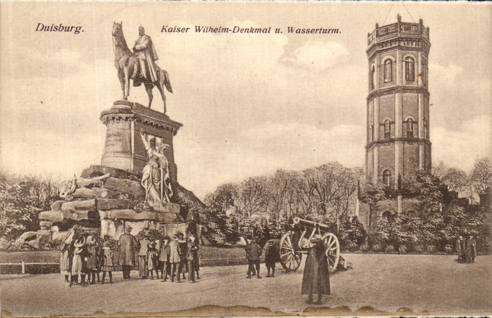 VINTAGE POSTCARD Duisburg Kaiser Wilhelm Denkmal NR Wasserturm