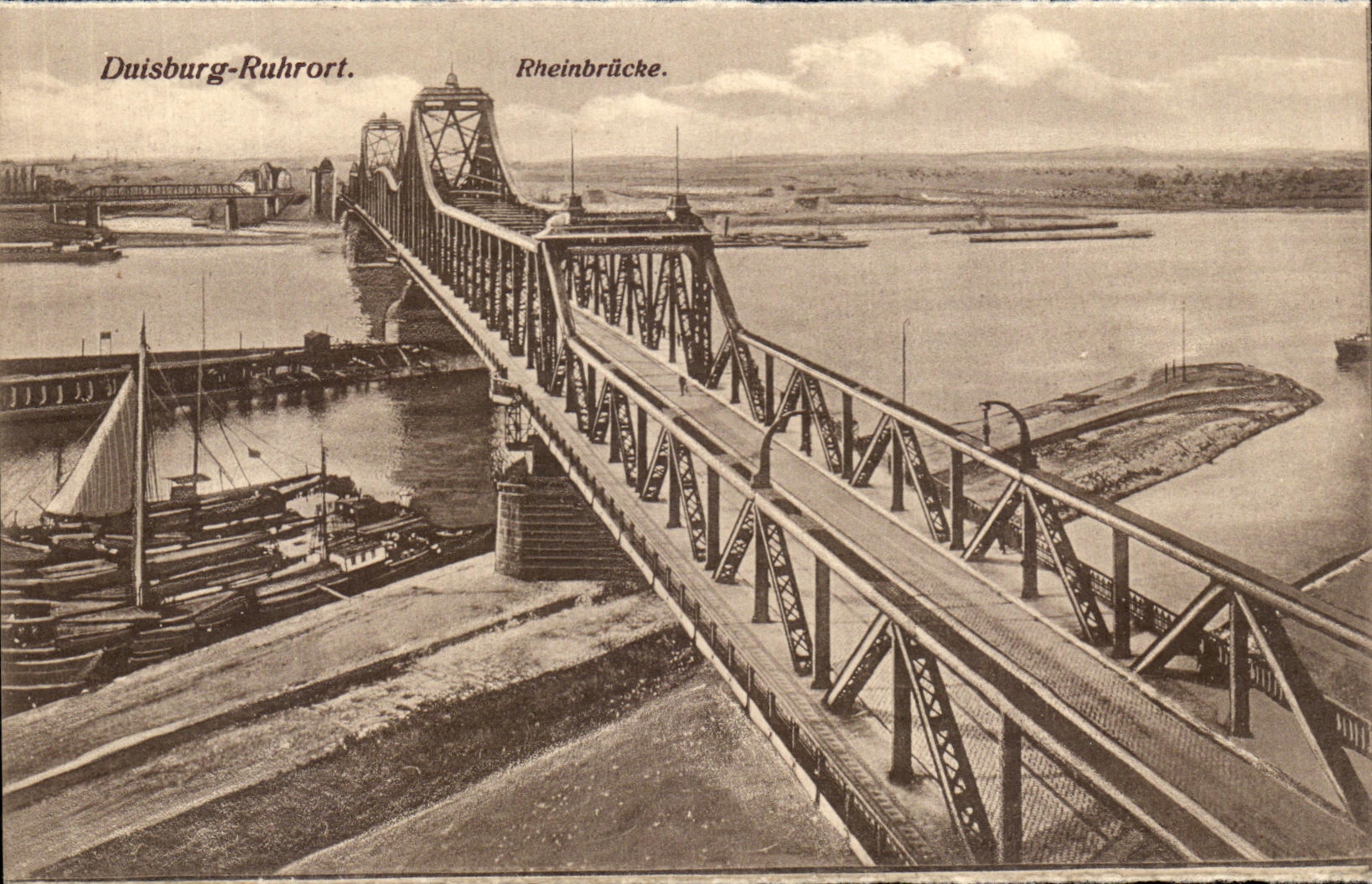 VINTAGE POSTCARD Duisburg Ruhrot Rheinbrucke
