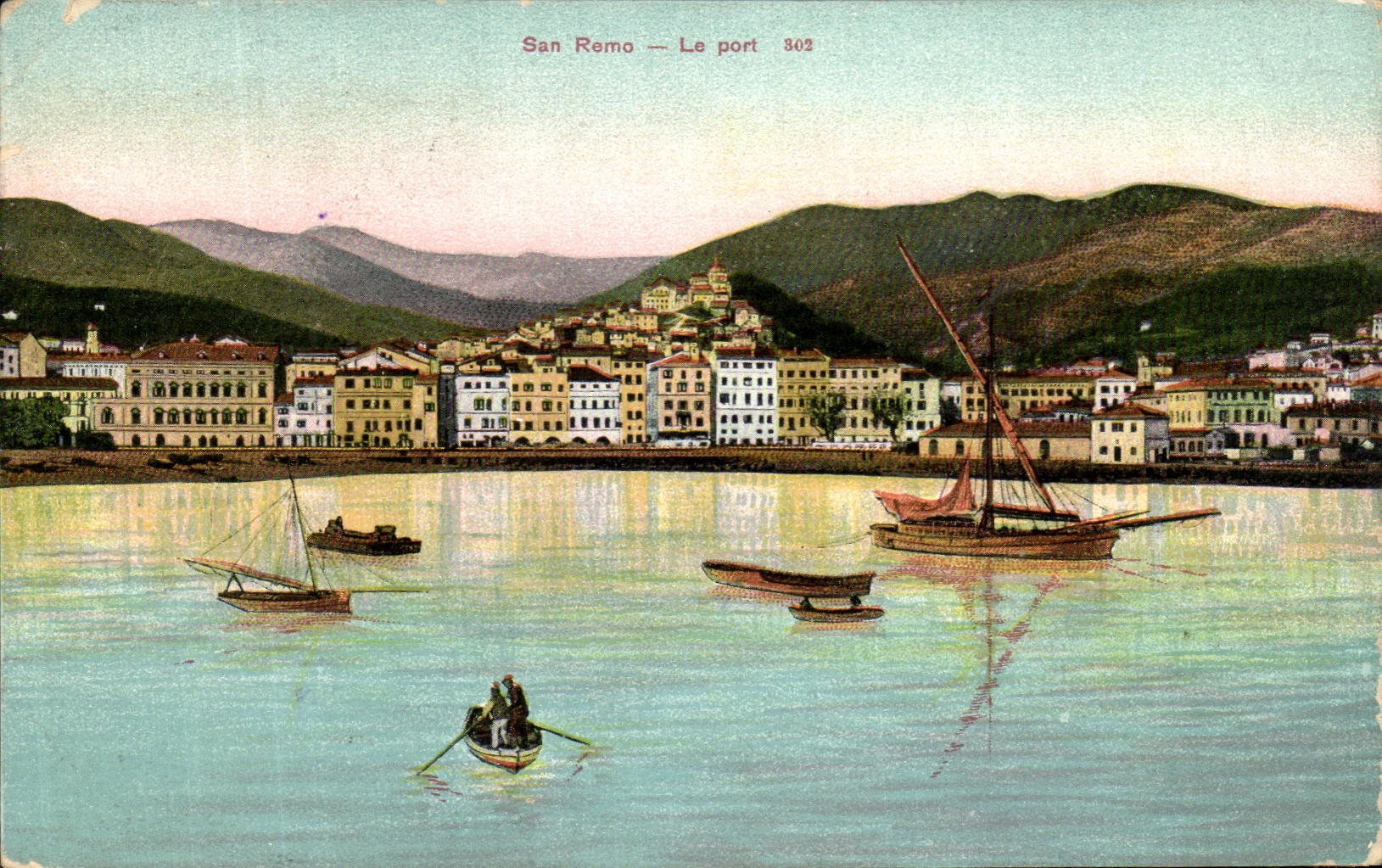 VINTAGE POSTCARD San Remo the Port Boat