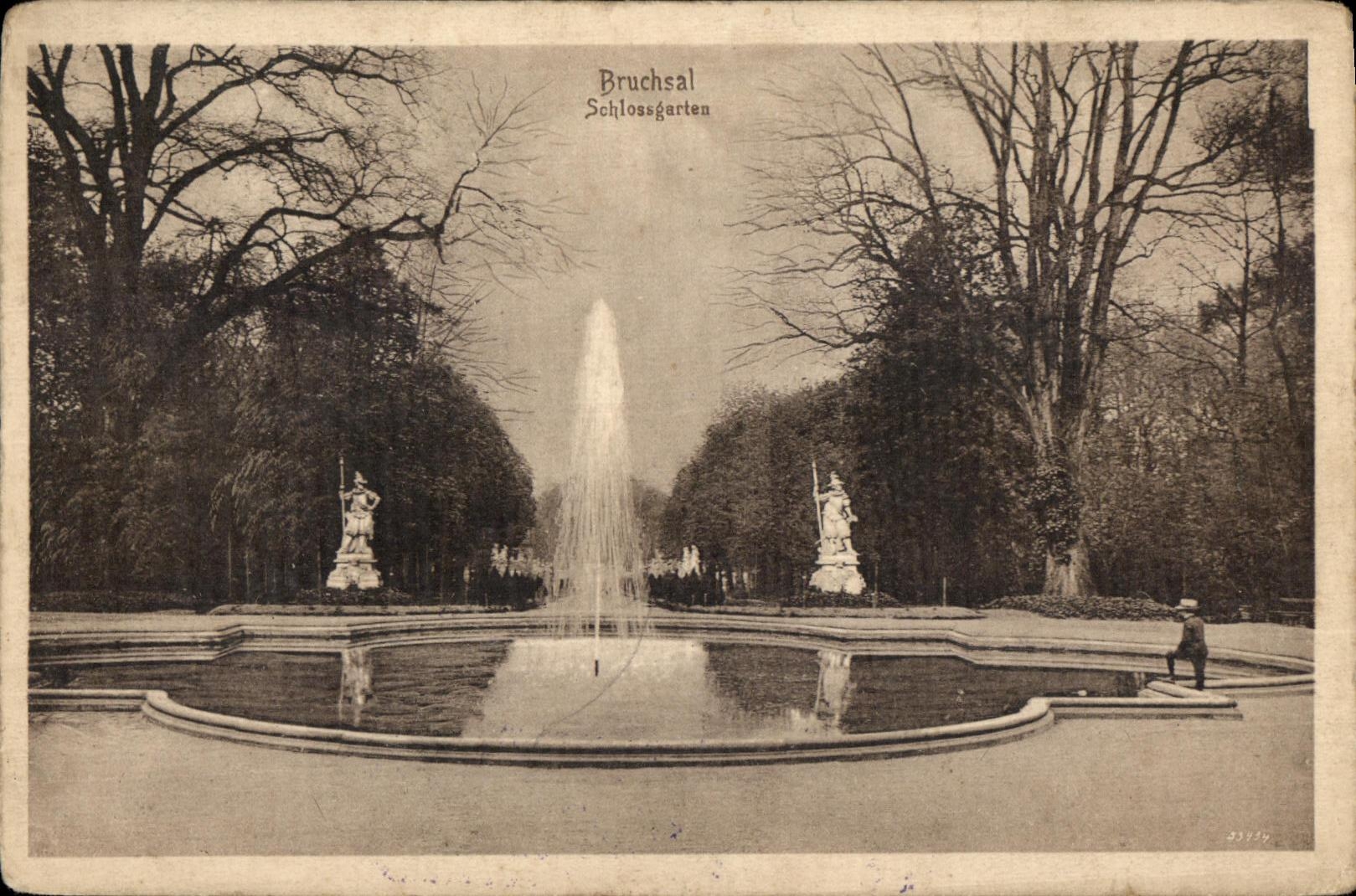 VINTAGE POSTCARD Bruchsal Schlossgarten
