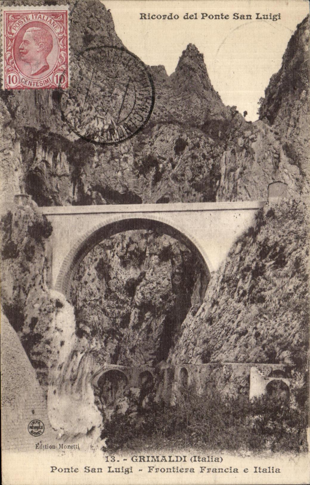 CPA Grimaldi Ponte San Luigi Frontiera Francia E Italia