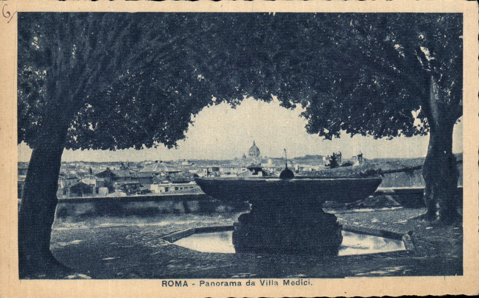 Chalet Medici de DA del panorama de Roma de la POSTAL de la VENDIMIA