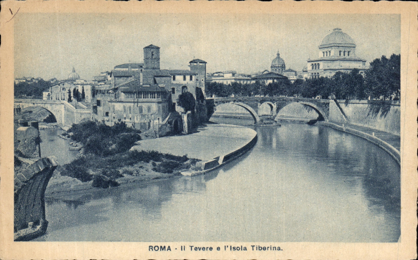 POSTAL Roma de la VENDIMIA el Tevere E L Tiberina aislado