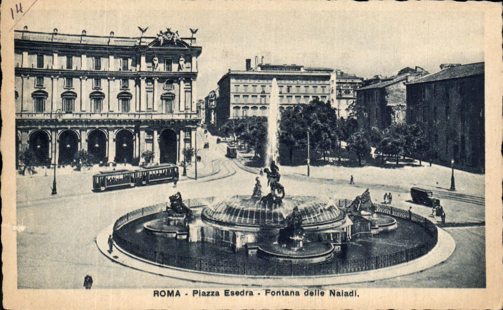 POSTAL Roma Plazza Esedra Fontana Della Naiadi de la VENDIMIA