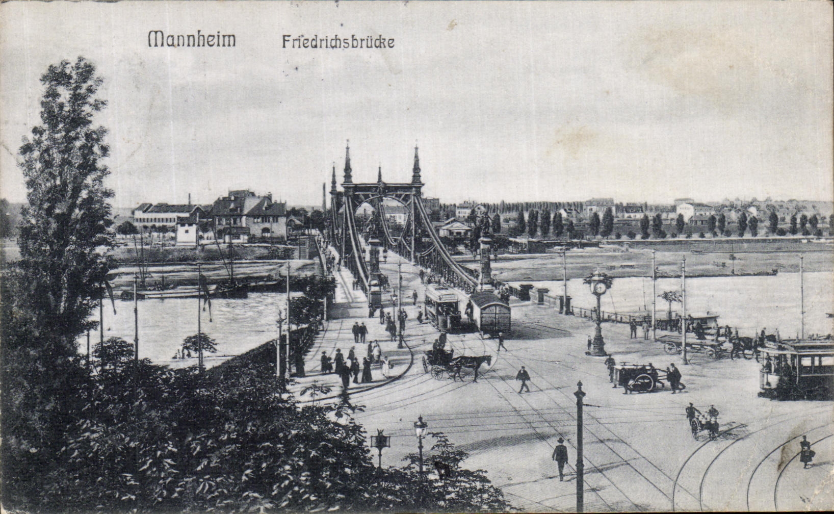 VINTAGE POSTCARD Mannheim Friedrichbrucke