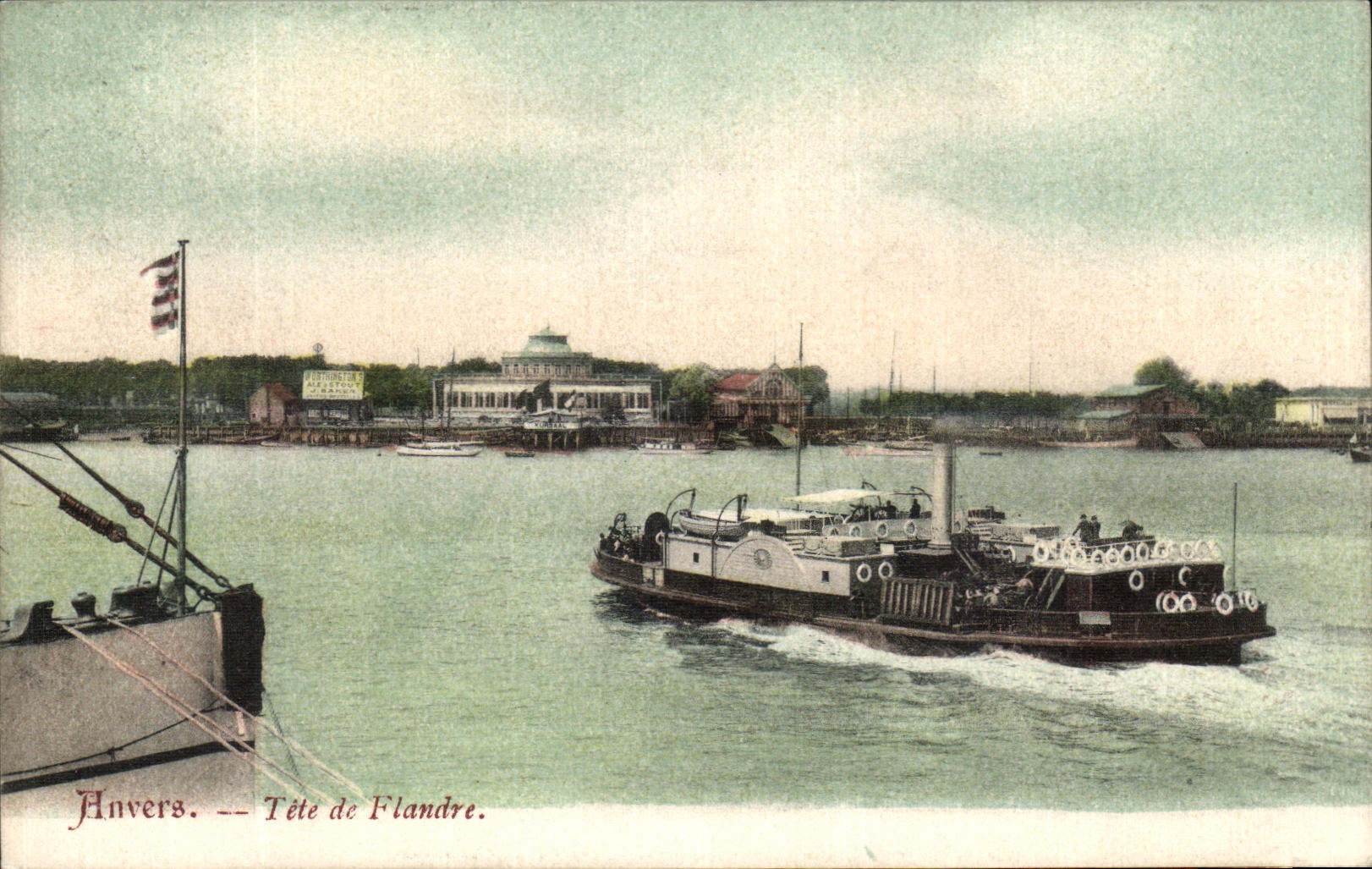 VINTAGE POSTCARD Antwerp Head of Flanders Boat