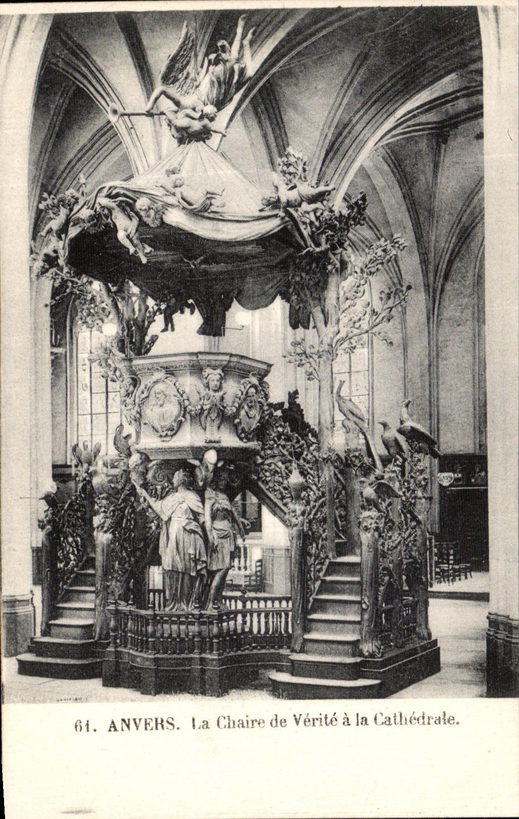 POSTAL Amberes de la VENDIMIA el púlpito de la verdad de la verdad a la catedral