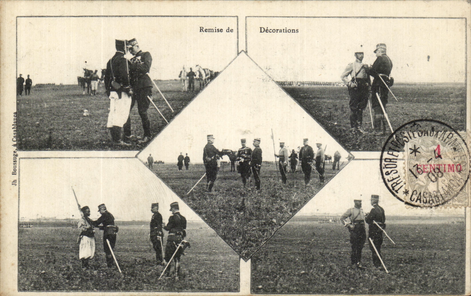 POSTAL de la VENDIMIA dada del campo de las decoraciones de Marruecos 1907 1908 Militaria