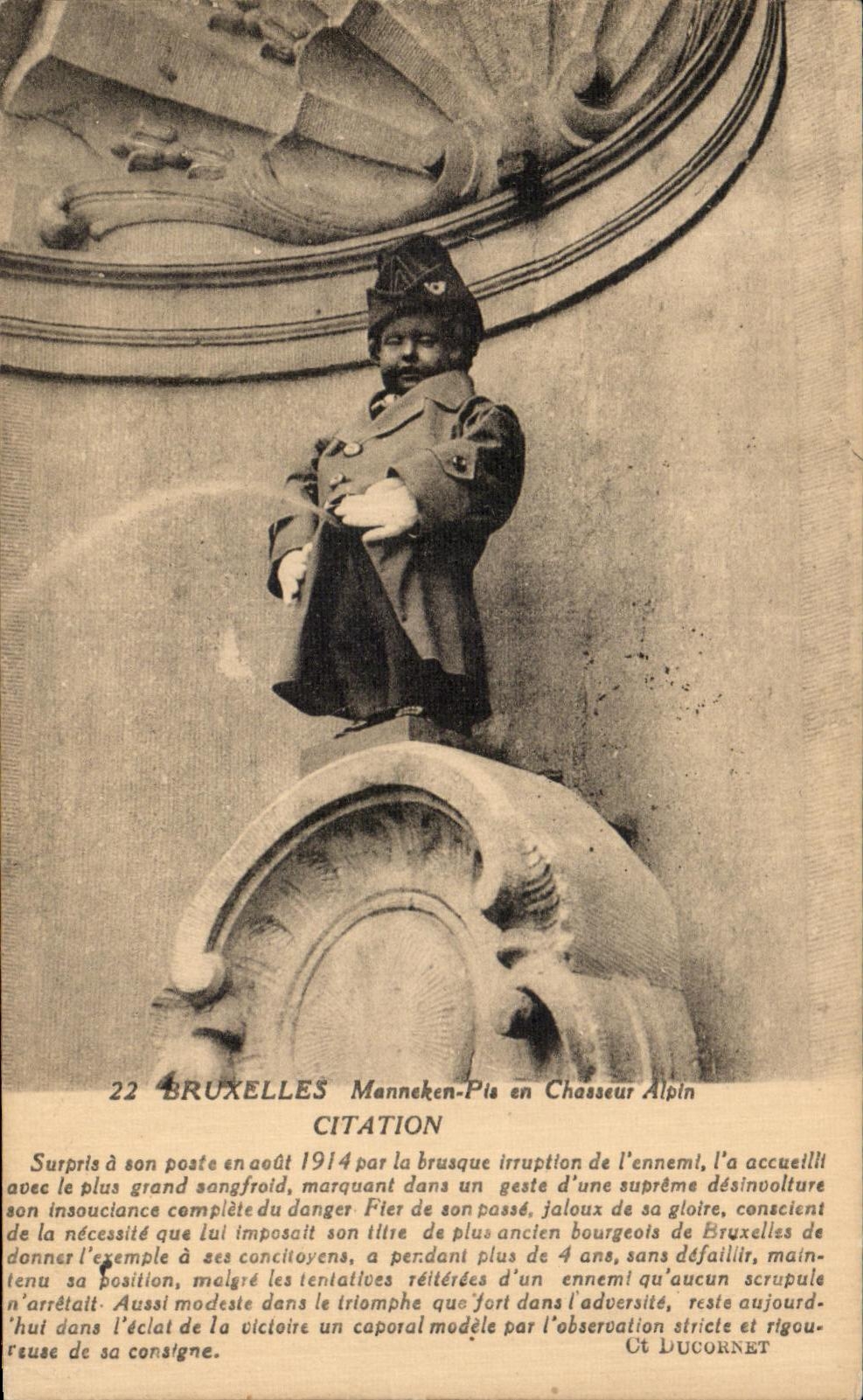 Cazador alpestre peor de Bruselas Manneken de la POSTAL de la VENDIMIA