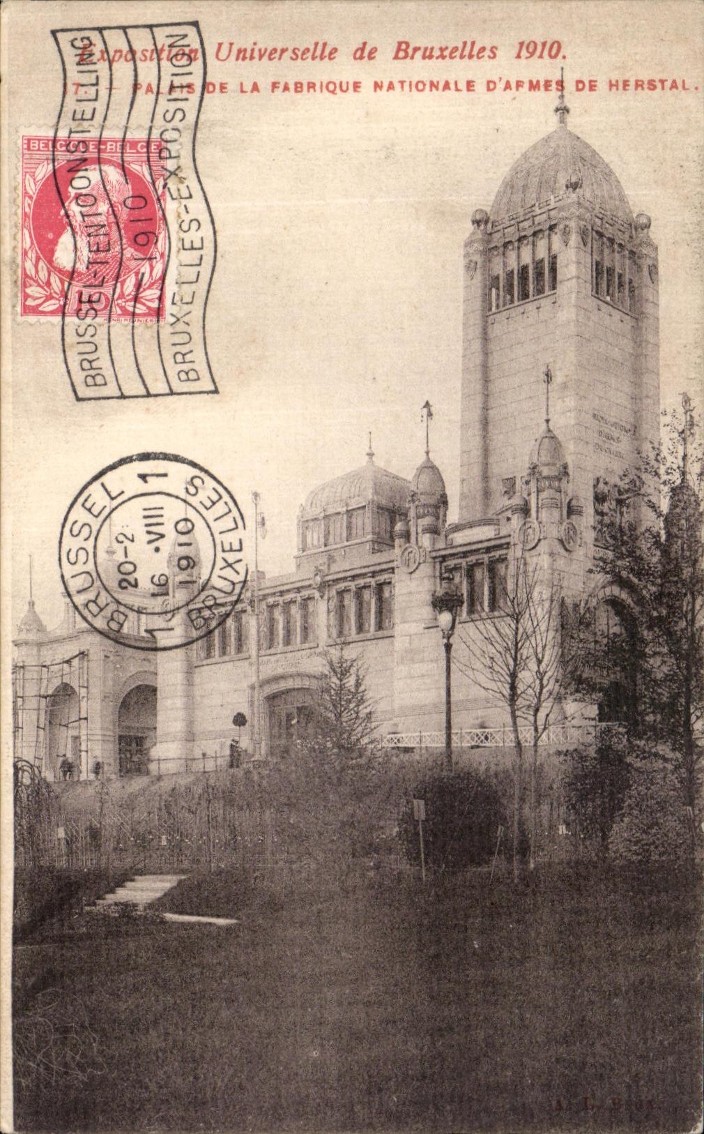 Feria de mundo de la POSTAL de la VENDIMIA de Bruselas 1910 paladares de la fabrica nacional D Apmes de Hertal