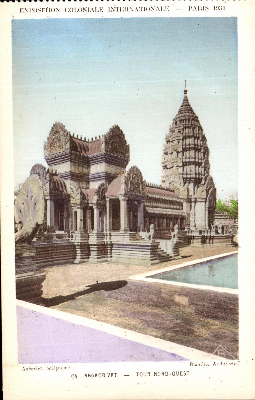 Búsqueda nortena 1931 Paris de la POSTAL de la VENDIMIA de Paris del templo D Angkor favorablemente de la vuelta internacional colonial de la cuba