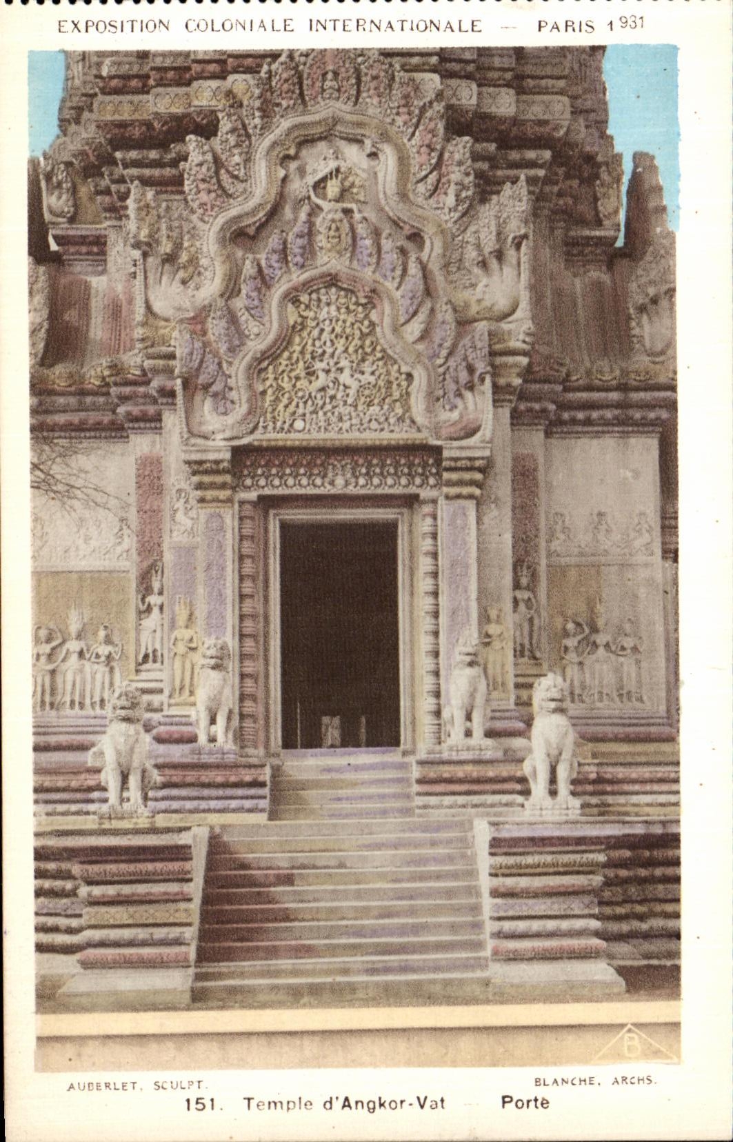 VINTAGE POSTCARD Paris Exposition colonial international Paris 1931 Temple D Angkor Vat Carries
