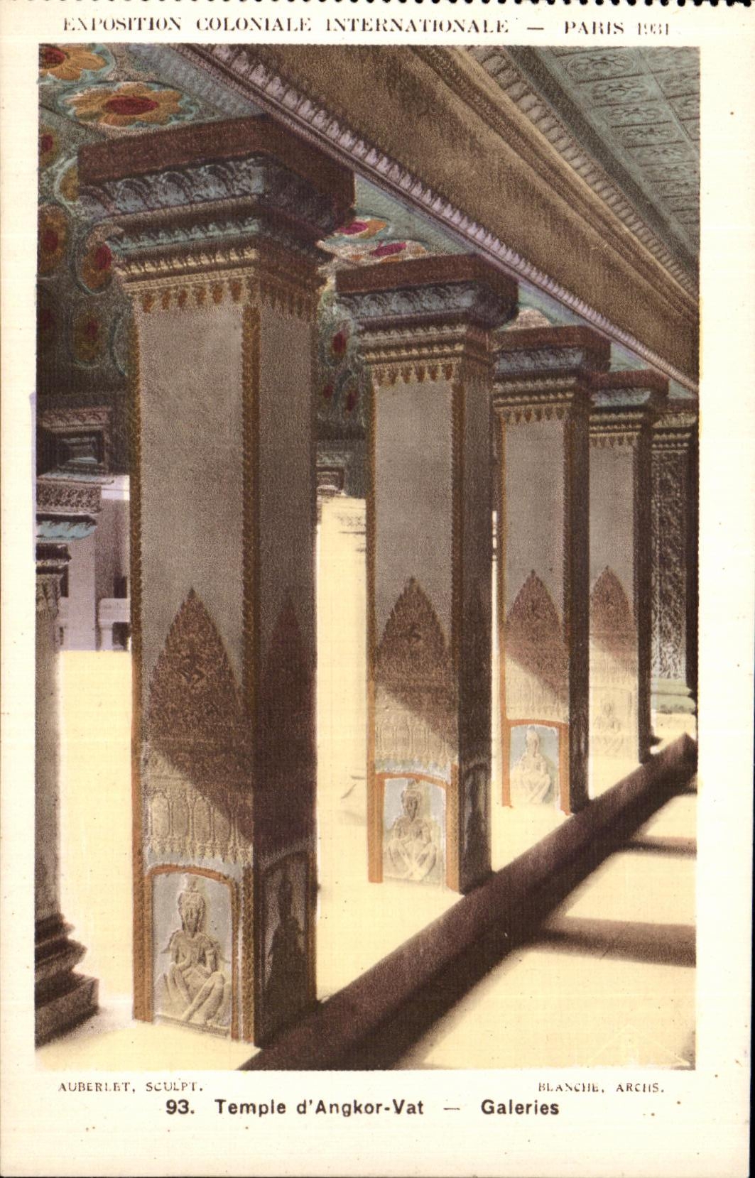 VINTAGE POSTCARD Paris Fair colonial international Paris 1931 Temple D Angkor Vat Galleries