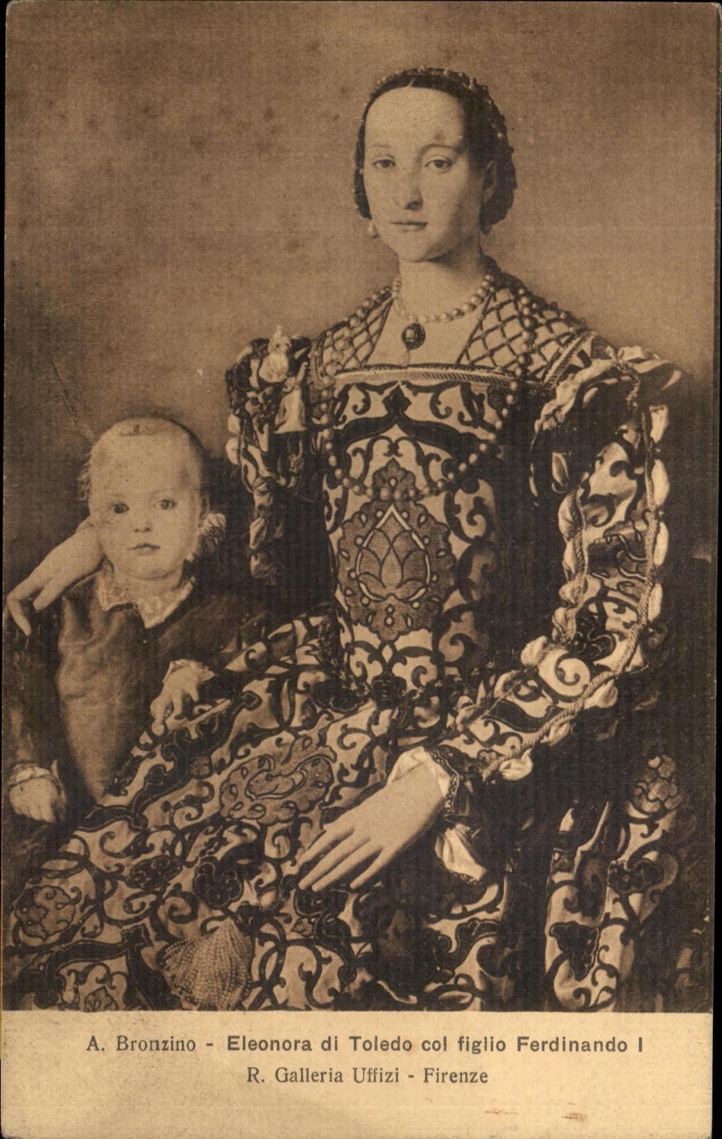 Figlio Fernando Firenze del collar de Toledo de los di de Bronzino Eleonora de la POSTAL de la VENDIMIA