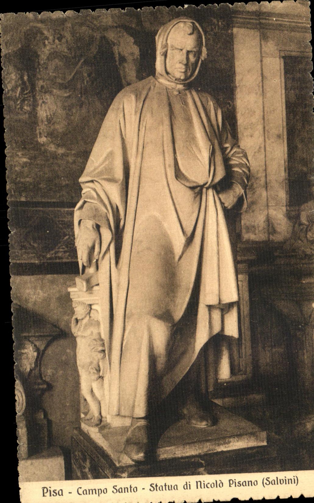 VINTAGE POSTCARD Rammed Campo Santo Statua di Nicolo Pisano