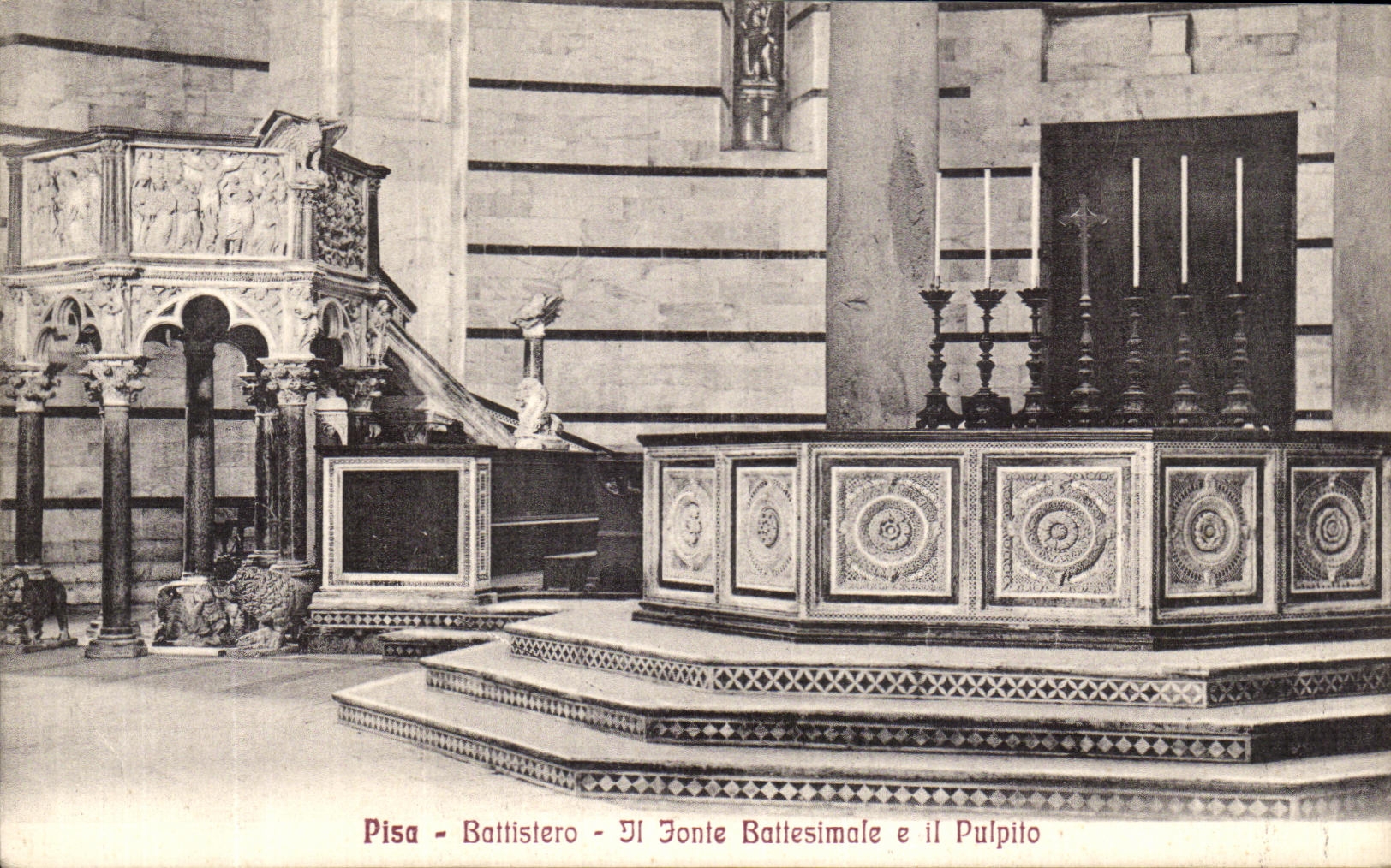 VINTAGE POSTCARD Battistero Hi Fonte Battesimate E it Rammed Pulpito