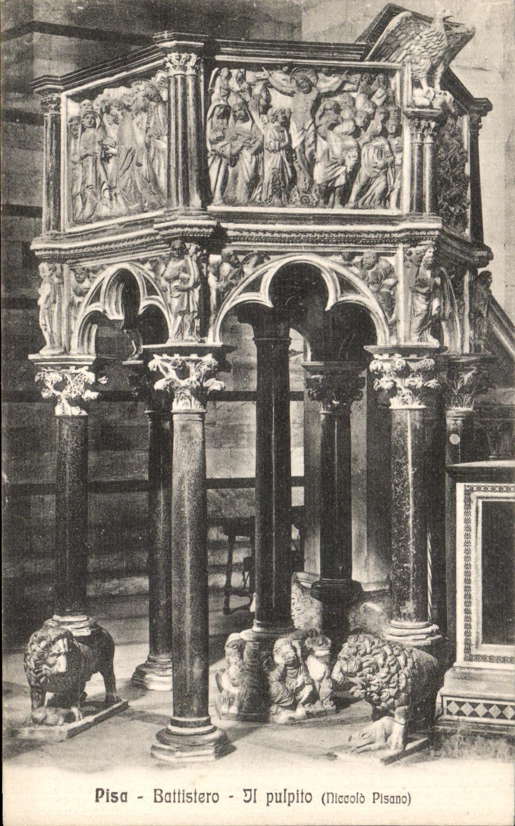 VINTAGE POSTCARD Battistero it Rammed Pulpito