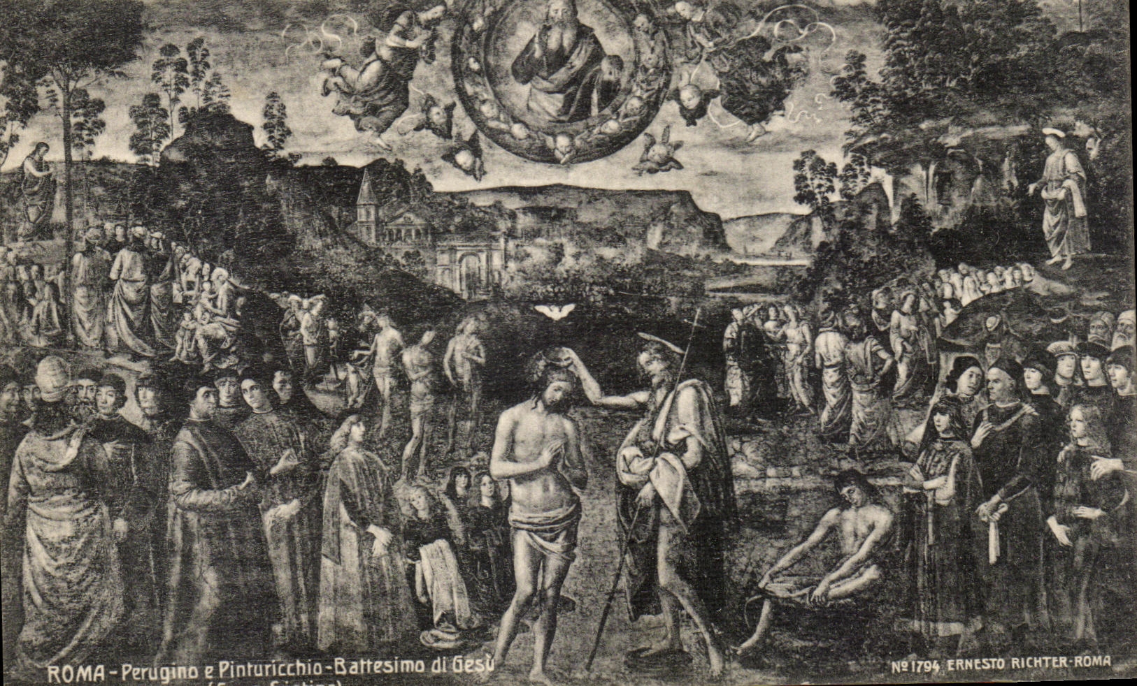 POSTAL Roma Perugina E Pinturicchia Battesima di Gesu de la VENDIMIA