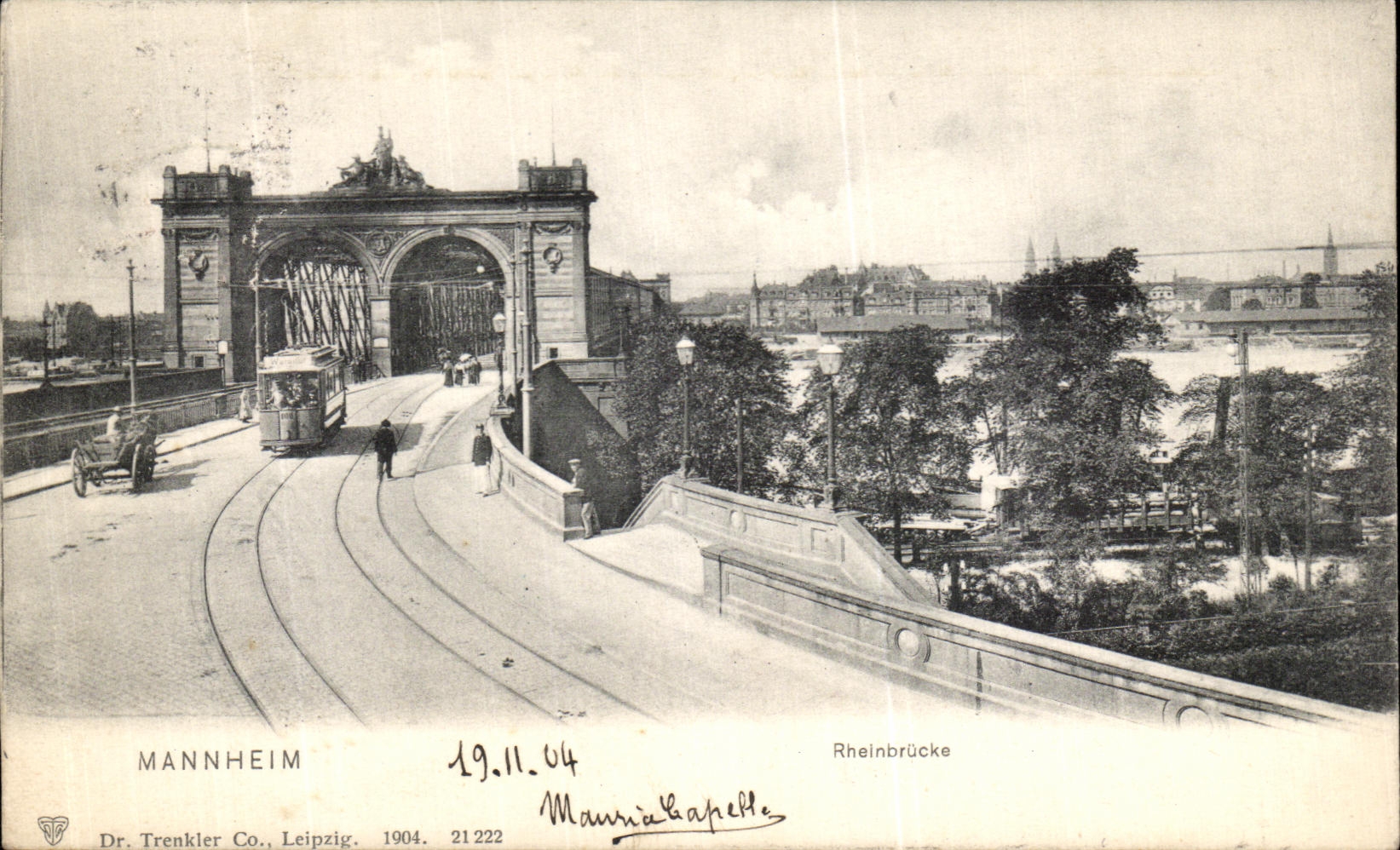 VINTAGE POSTCARD Mannheim Rheinbrucke