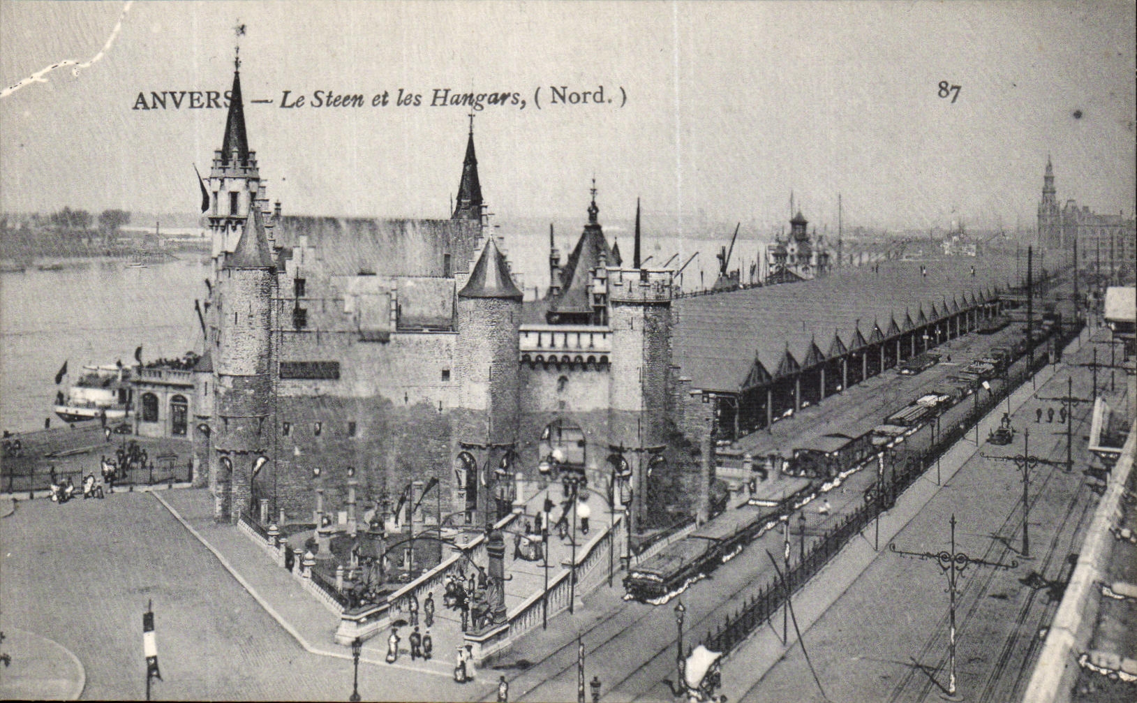 POSTAL Amberes Steen de la VENDIMIA y hangares