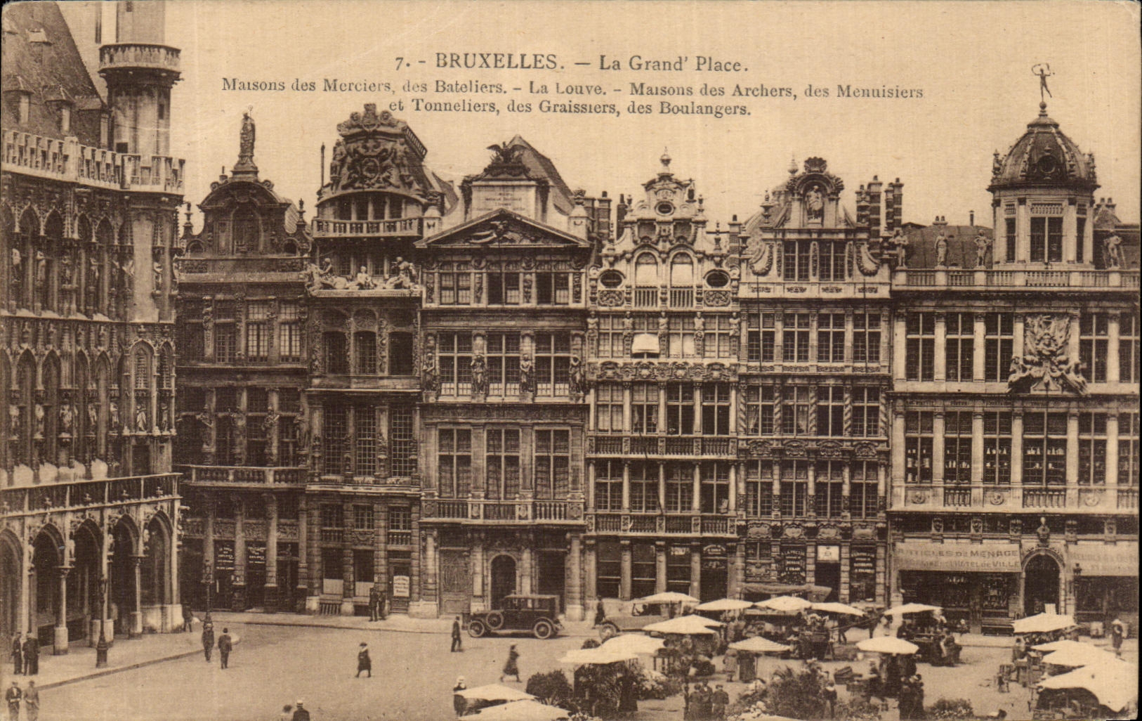 La POSTAL Bruselas de la VENDIMIA la grande coloca las casas de los paneros de los barqueros las casas del She wolf de los archers