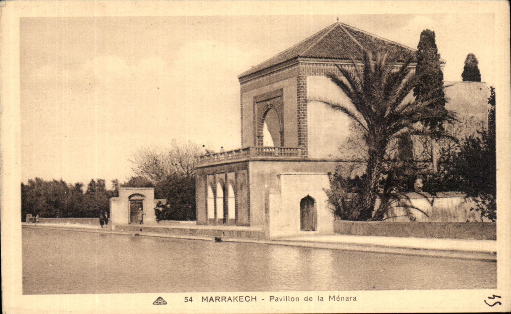 VINTAGE POSTCARD Marrakech Pavillion of Menara