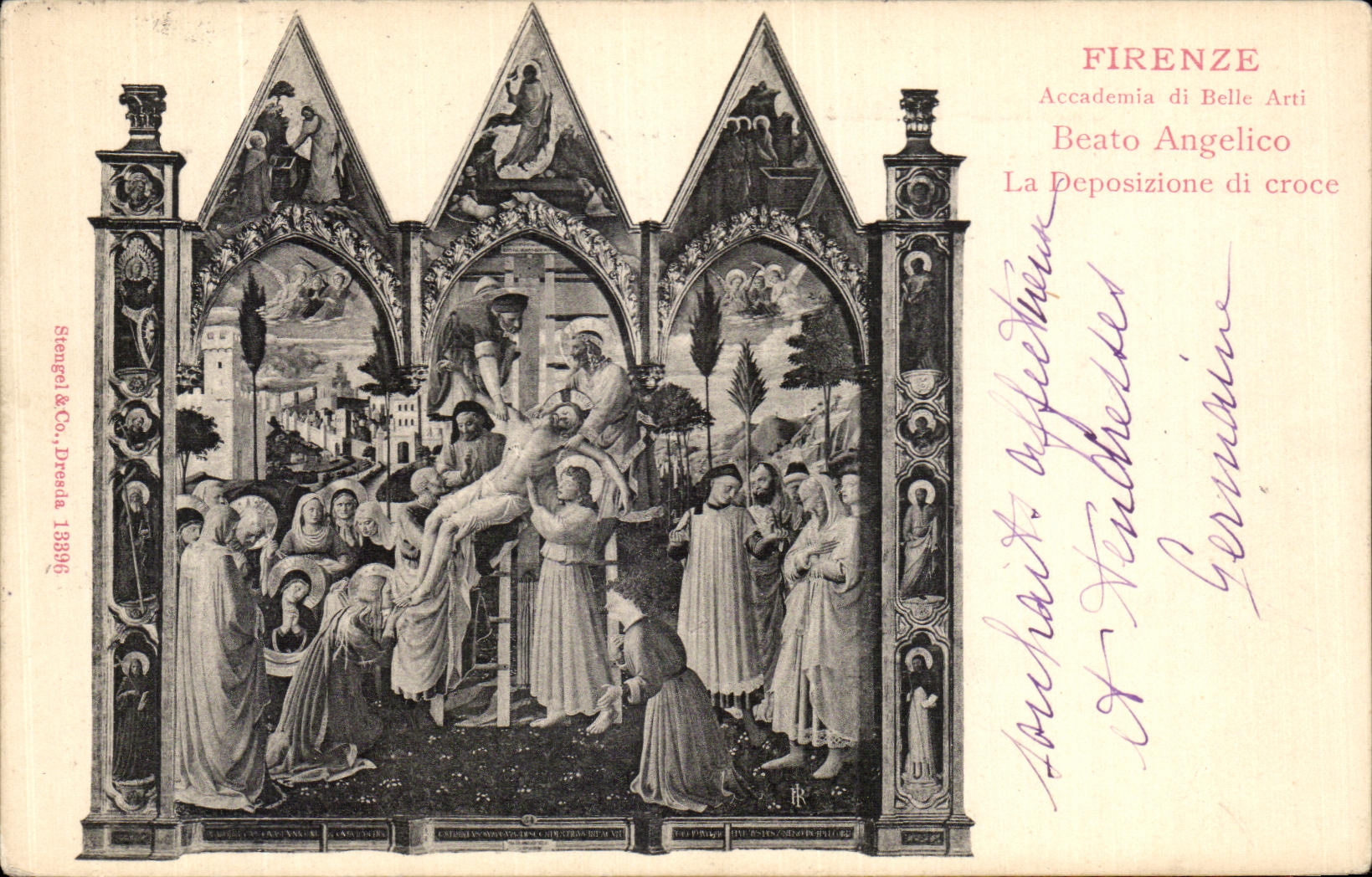 POSTAL Firenze Beato Angelico Deposizione di croce de la VENDIMIA