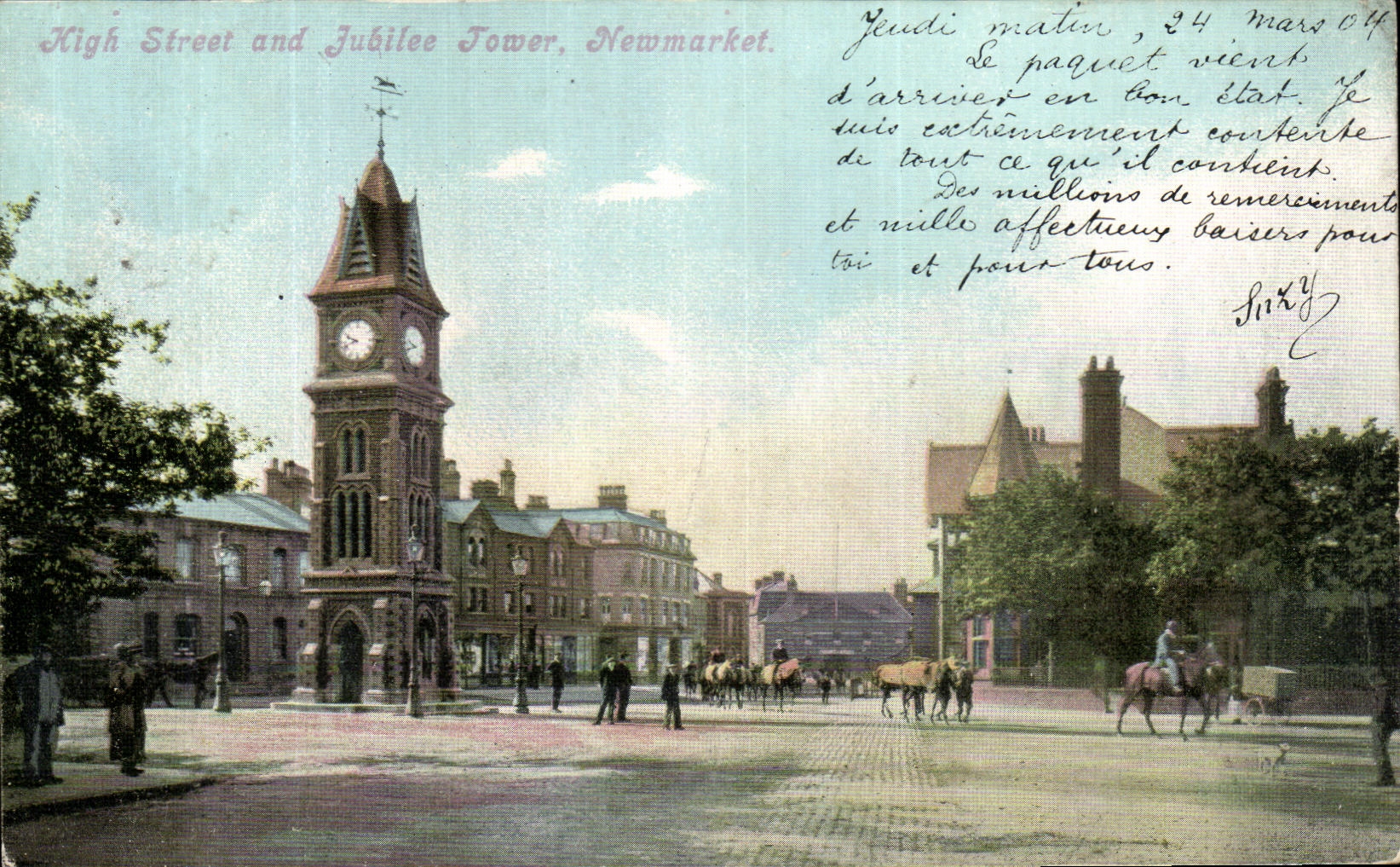 Calle de Newmarket Kigh de la POSTAL de la VENDIMIA y torre del jubileo