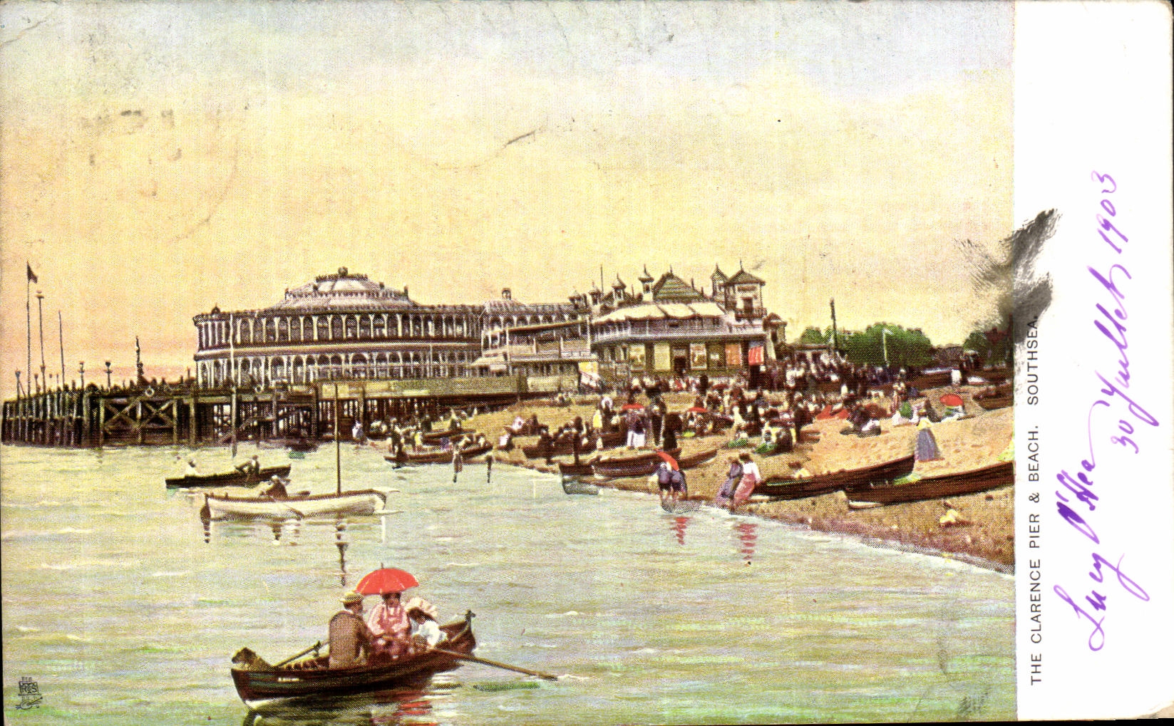 VINTAGE POSTCARD The Clarence Pier Beach Southsea