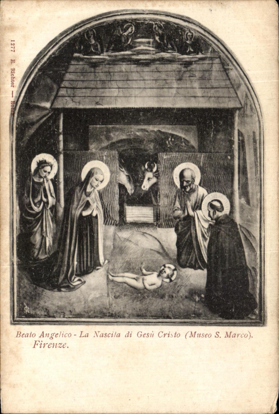 POSTAL Firenze Beato Angelico Nascila di Gesu Cristo Museo S Marco Firenze de la VENDIMIA