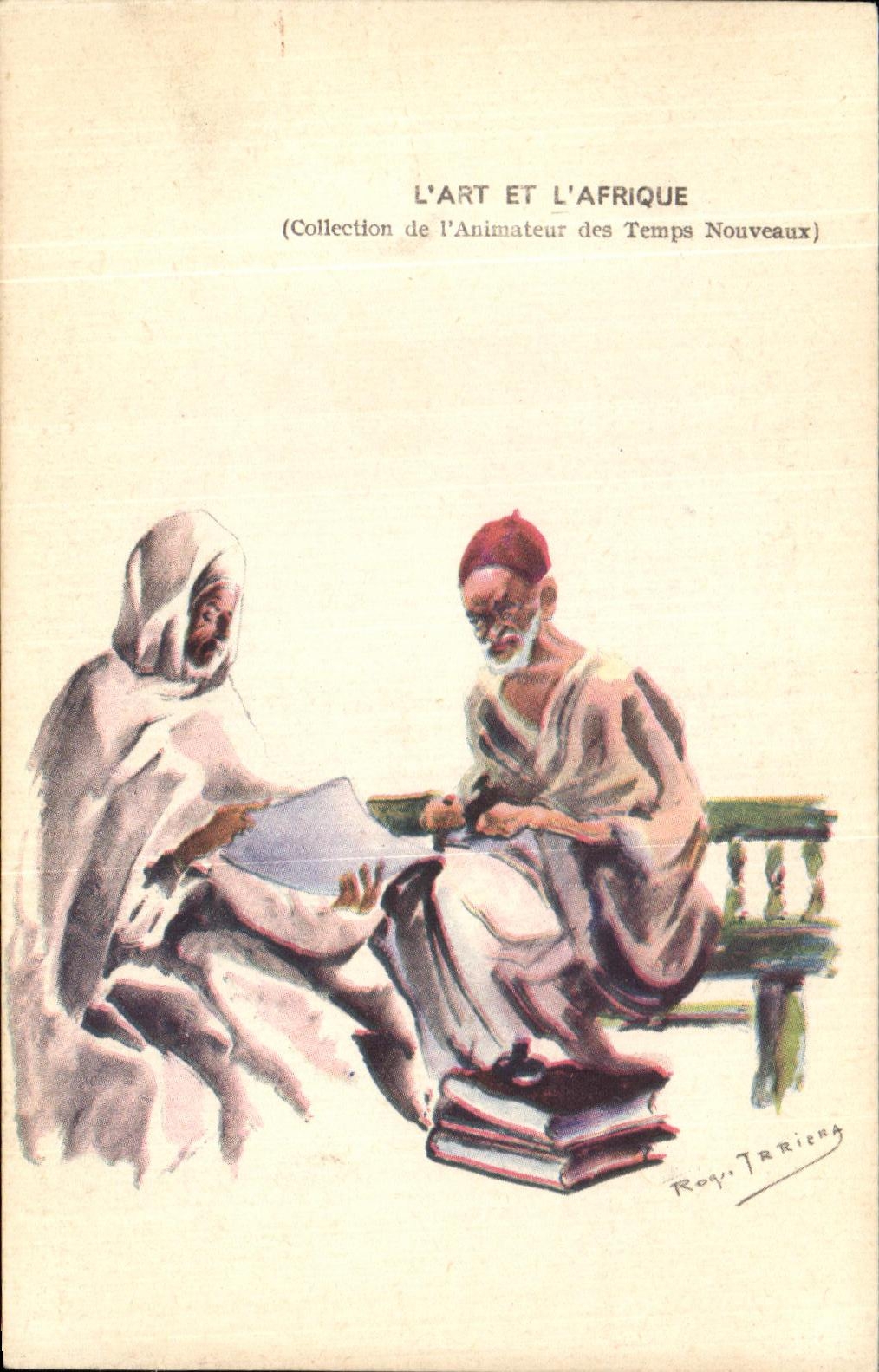 VINTAGE POSTCARD L Art And L Africa L Algerian writer piblic
