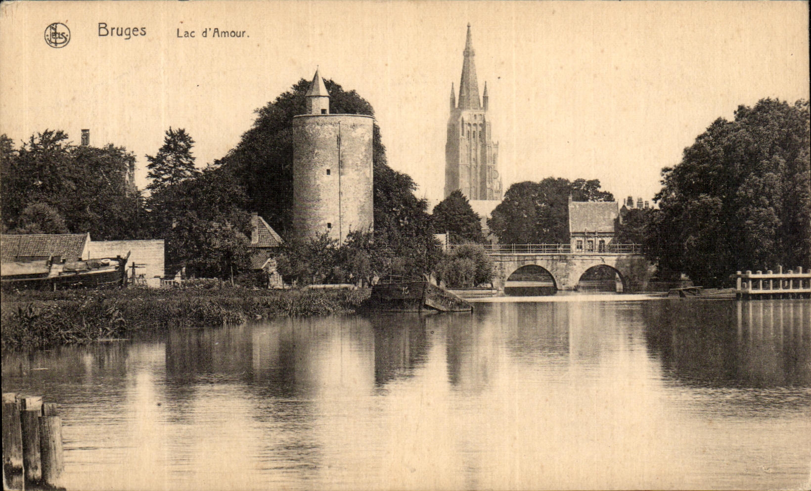 VINTAGE POSTCARD Bruges Lake D Love