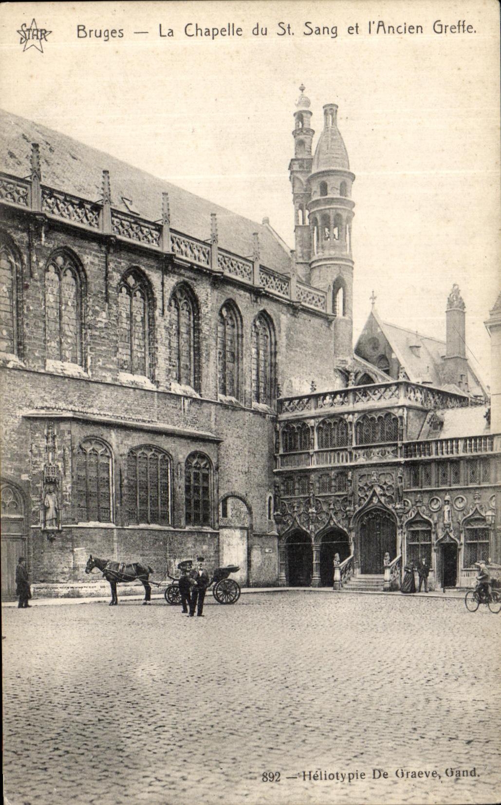 VINTAGE POSTCARD Bruges La Chapelle of St Blood and L Ancien Grafts