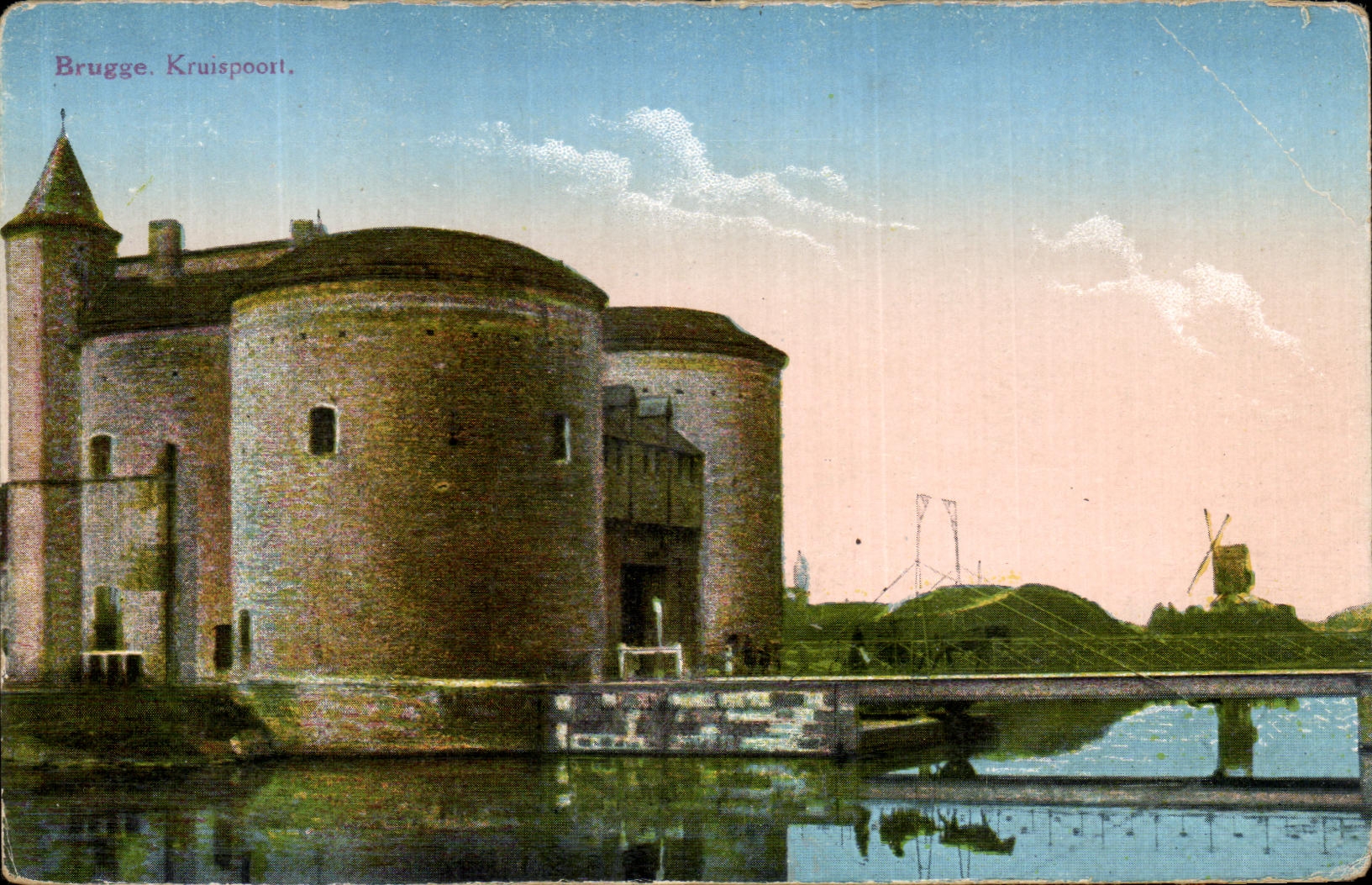 VINTAGE POSTCARD Brugge Krusspoort Mill