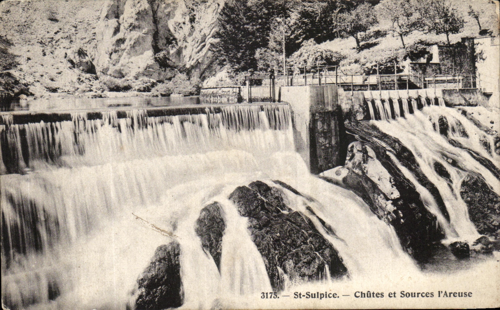 VINTAGE POSTCARD St Sulpice Falls and Sources L Areuse