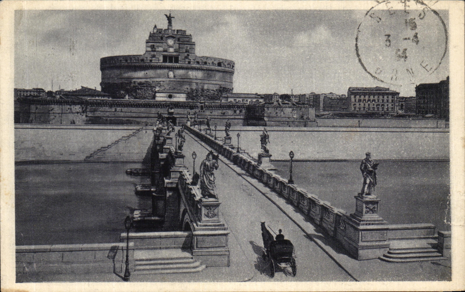 Pez gordo E Casle Sant Angeio de Roma de la POSTAL de la VENDIMIA